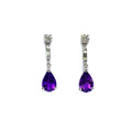 18ct White Gold Amethyst & Diamond Earrings