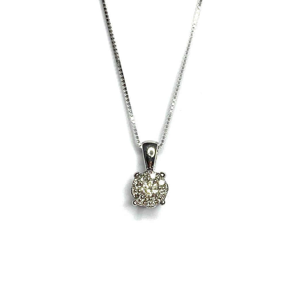 9ct White Gold Diamond Pendant