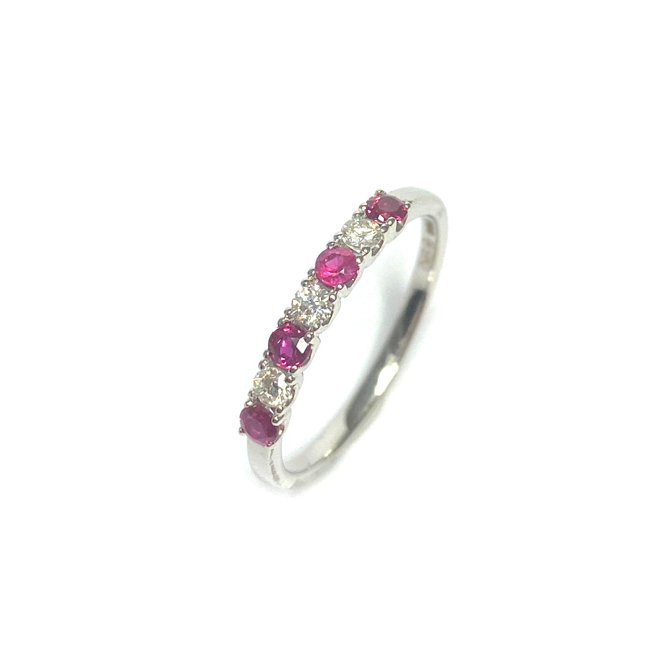 9ct White Gold Ruby & Diamond Ring