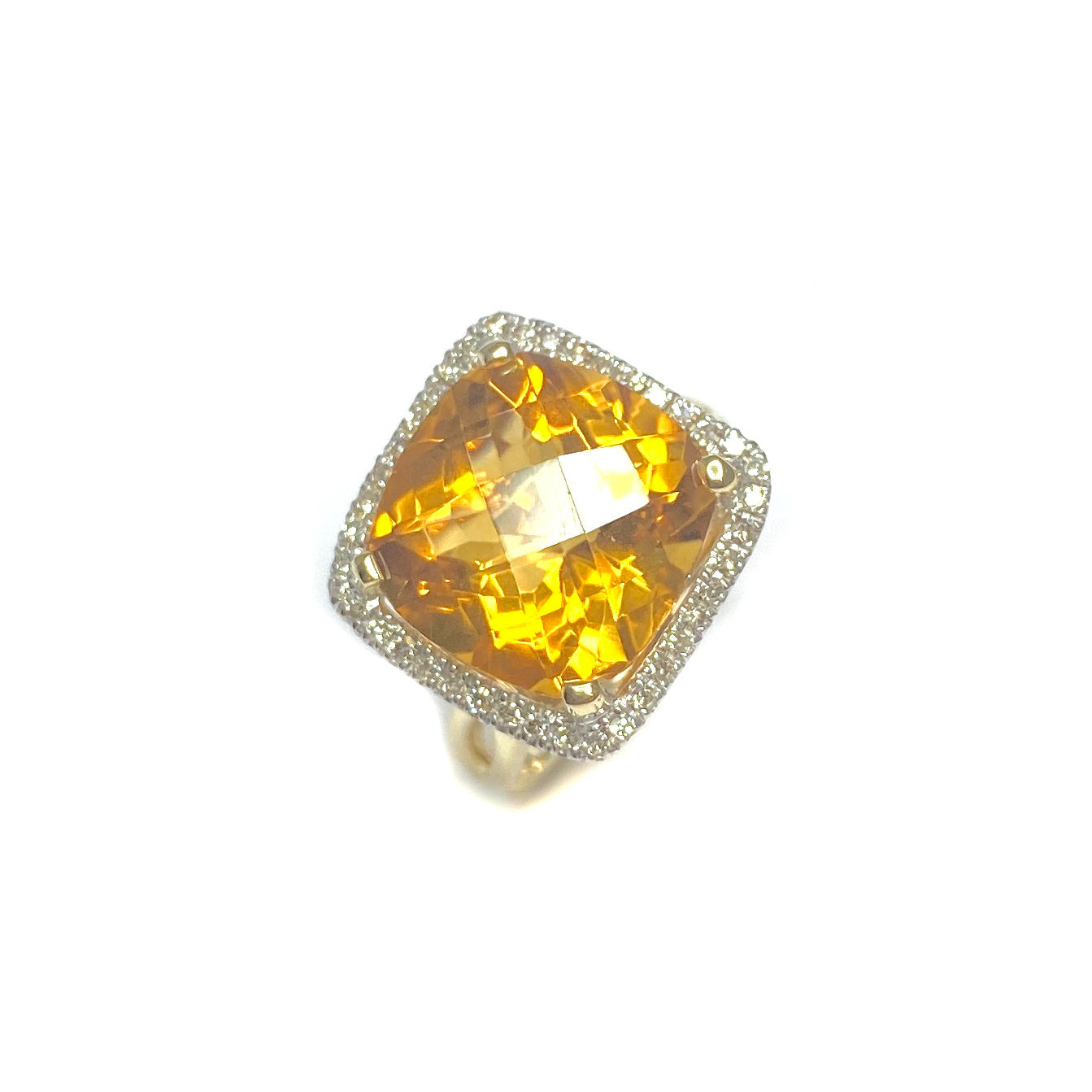 9ct Yellow Gold Citrine & Diamond Ring
