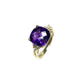 9ct Yellow Gold Amethyst & Diamond Ring