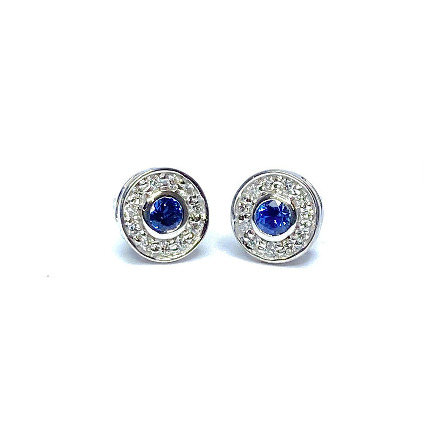 18ct White Gold Sapphire & Diamond Earrings