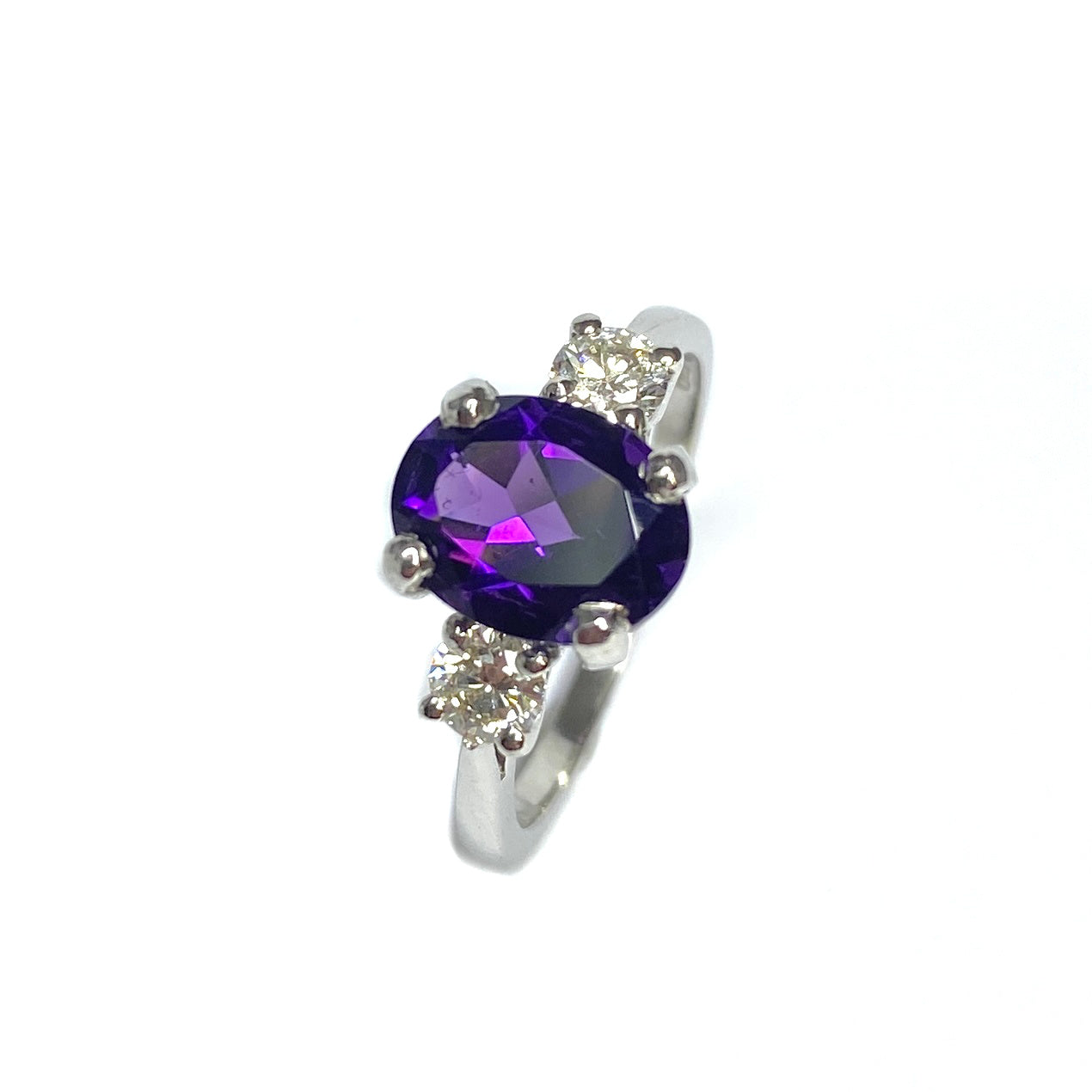 Second Hand Platinum Amethyst & Diamond Ring
