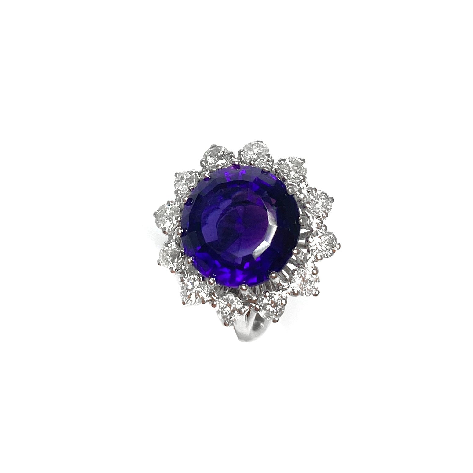 Second Hand 14ct White Gold Amethyst & Diamond Ring
