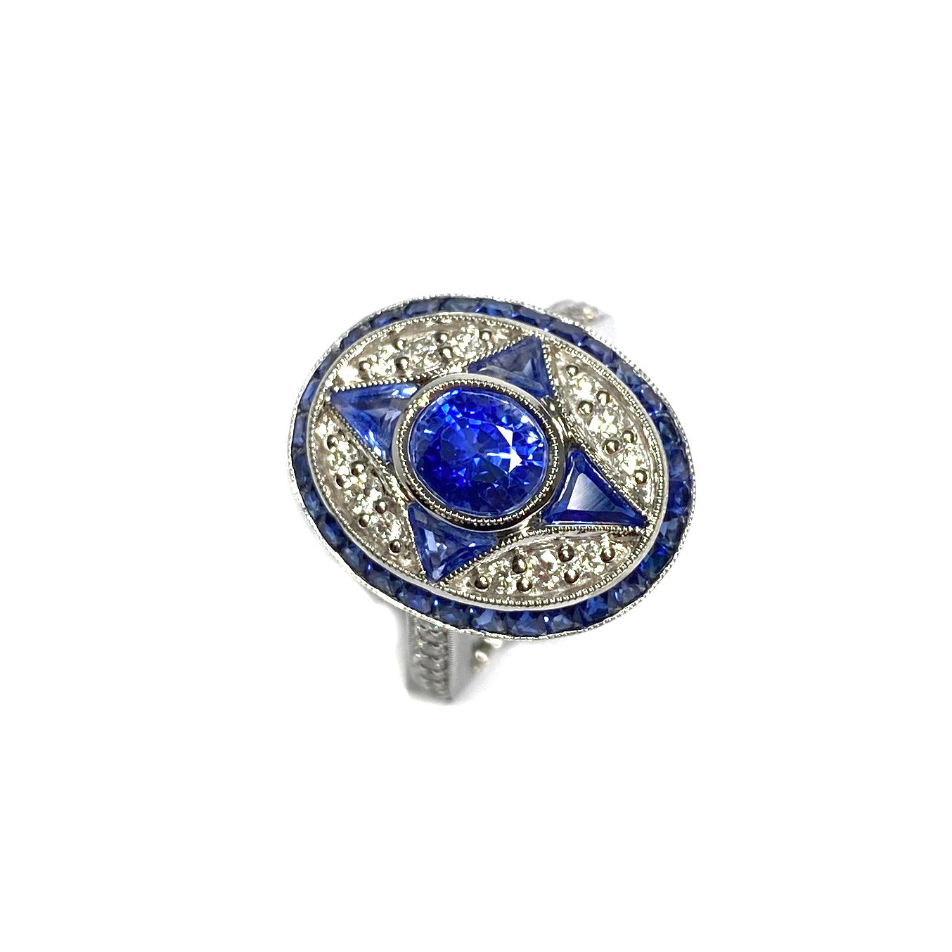 18ct White Gold Sapphire & Diamond Ring