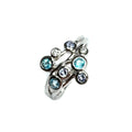 9ct White Gold Blue Topaz, Tanzanite And Diamond Ring