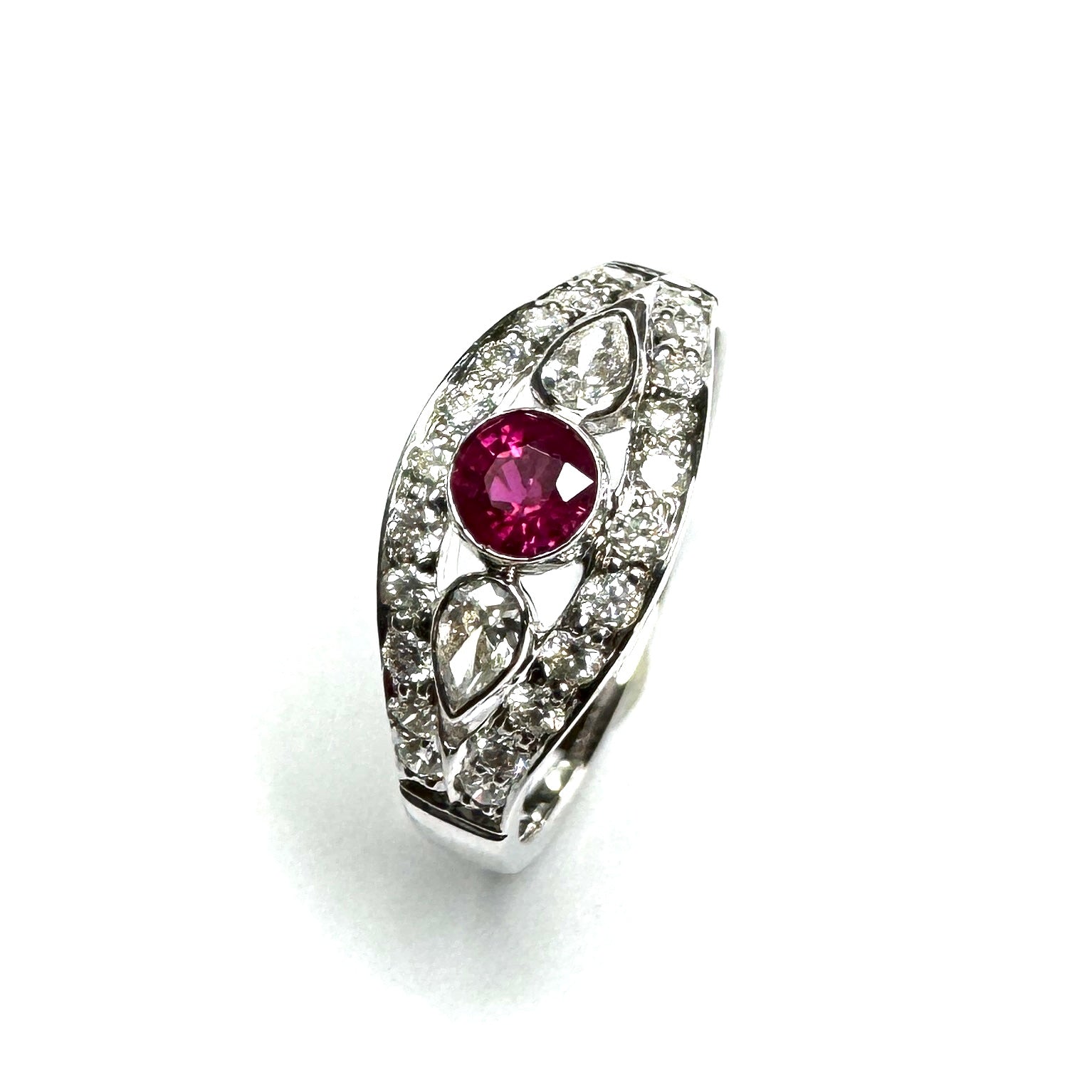 18ct White Gold Ruby & Diamond Ring