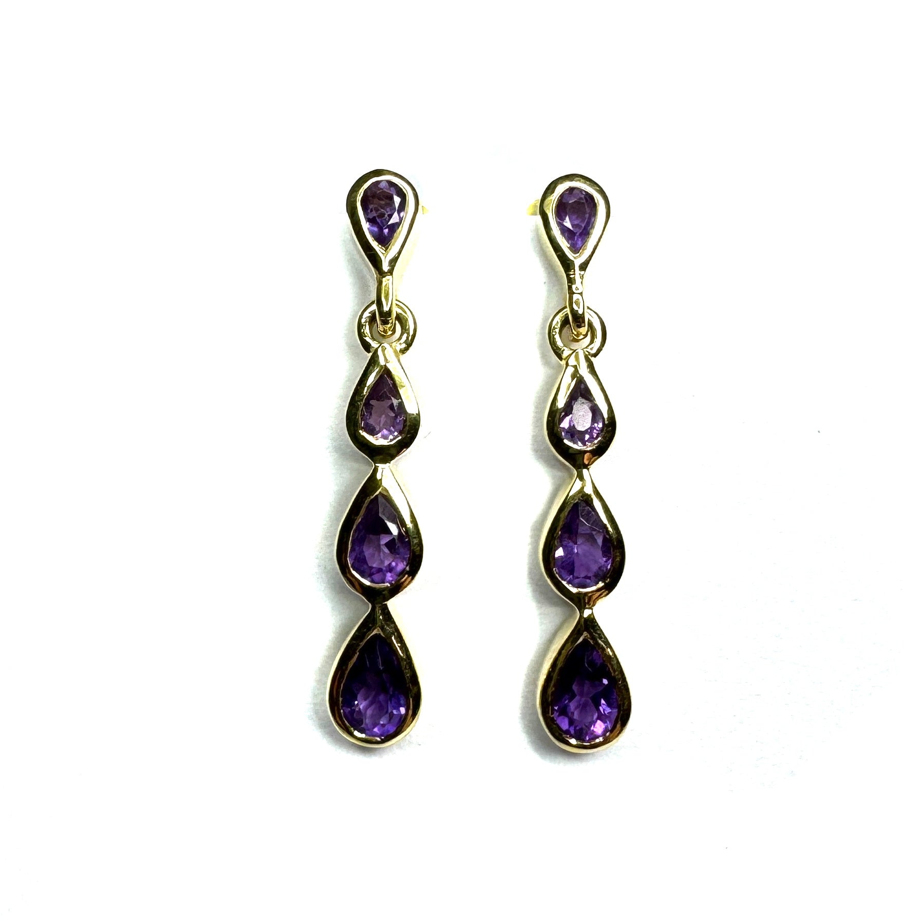 9ct Yellow Gold Amethyst Earrings