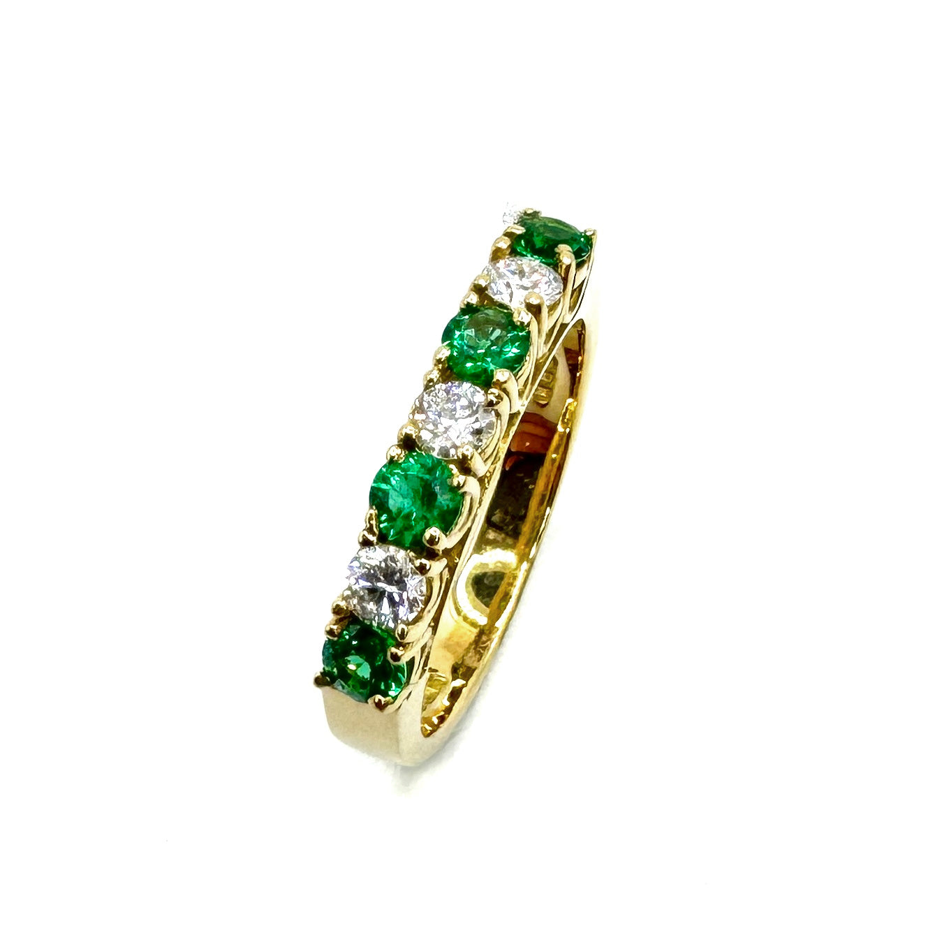 18ct Yellow Gold Emerald & Diamond Ring