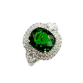 18ct White Gold Green Tourmaline & Diamond Ring