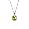 9ct White Gold Peridot & Diamond Pendant