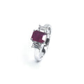 18ct White Gold Ruby & Diamond 3 Stone Ring