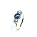 Second Hand 18ct Yellow Gold Sapphire & Diamond 3 Stone Ring
