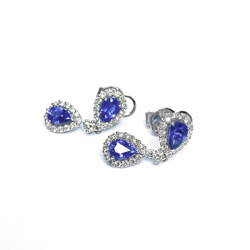 18ct White Gold Sapphire & Diamond Earrings