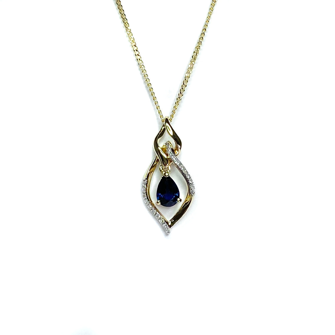 9ct Yellow Gold Sapphire & Diamond Pendant