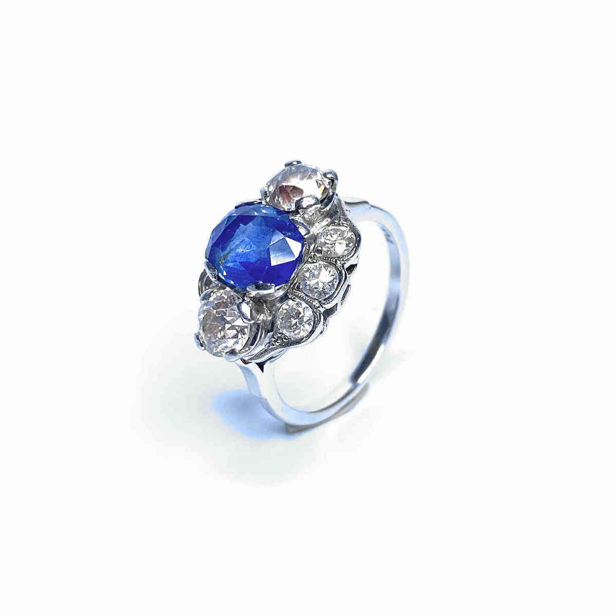 Second Hand Platinum Sapphire &amp; Diamond Ring