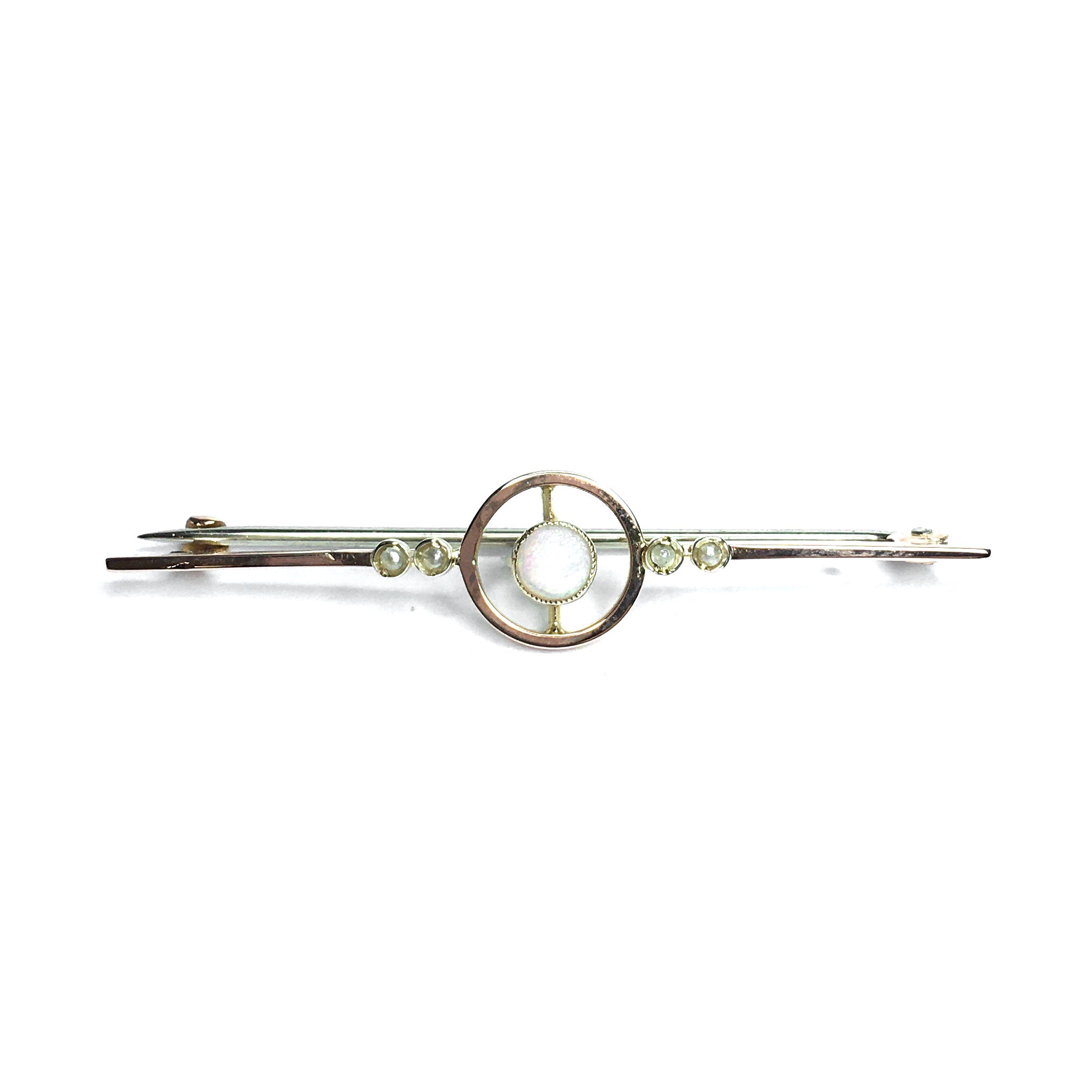 Second Hand 9ct Yellow Gold Opal & Pearl Brooch