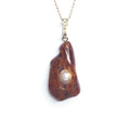 Second Hand 14ct Yellow Gold Amber, Pearl & Diamond Pendant