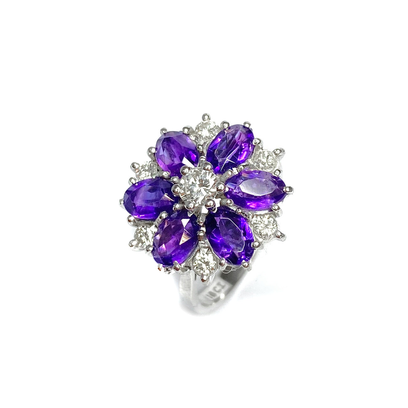 Second Hand 18ct White Gold Amethyst Diamond Ring
