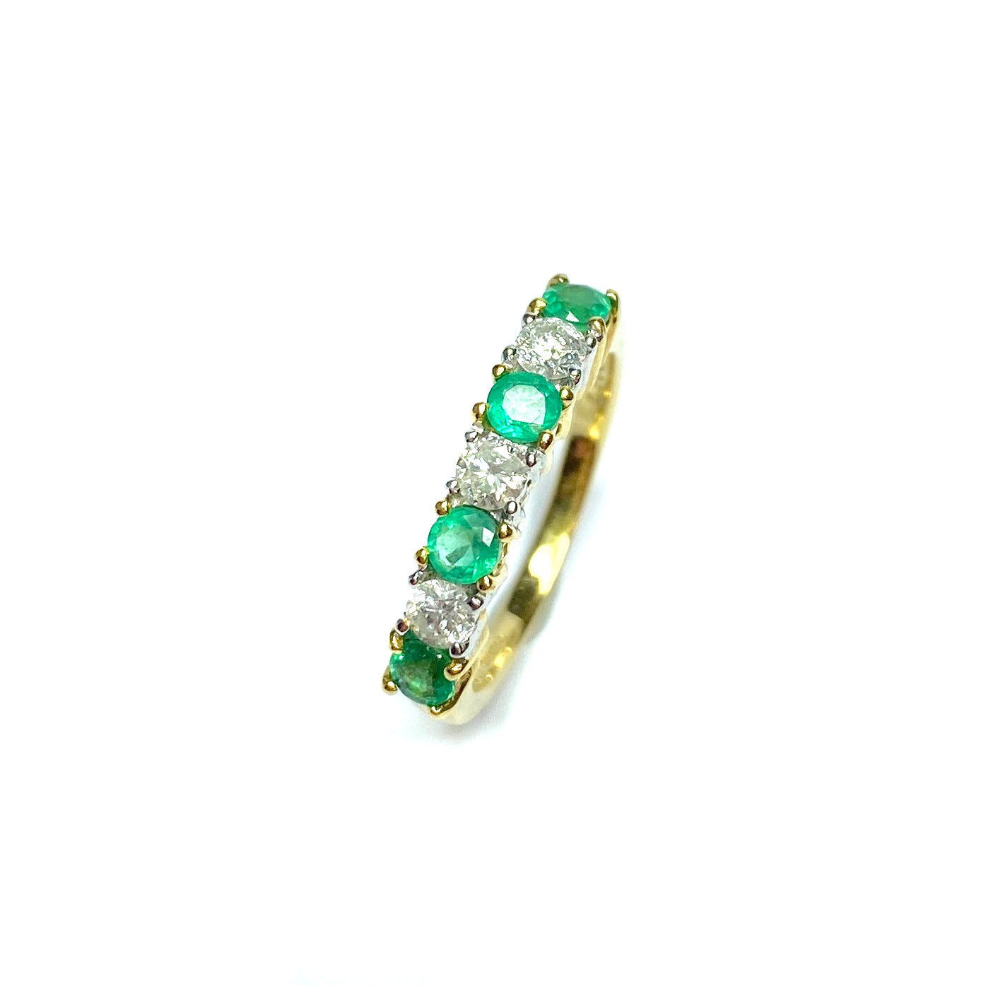 Second Hand 18ct Yellow Gold Emerald & Diamond Ring