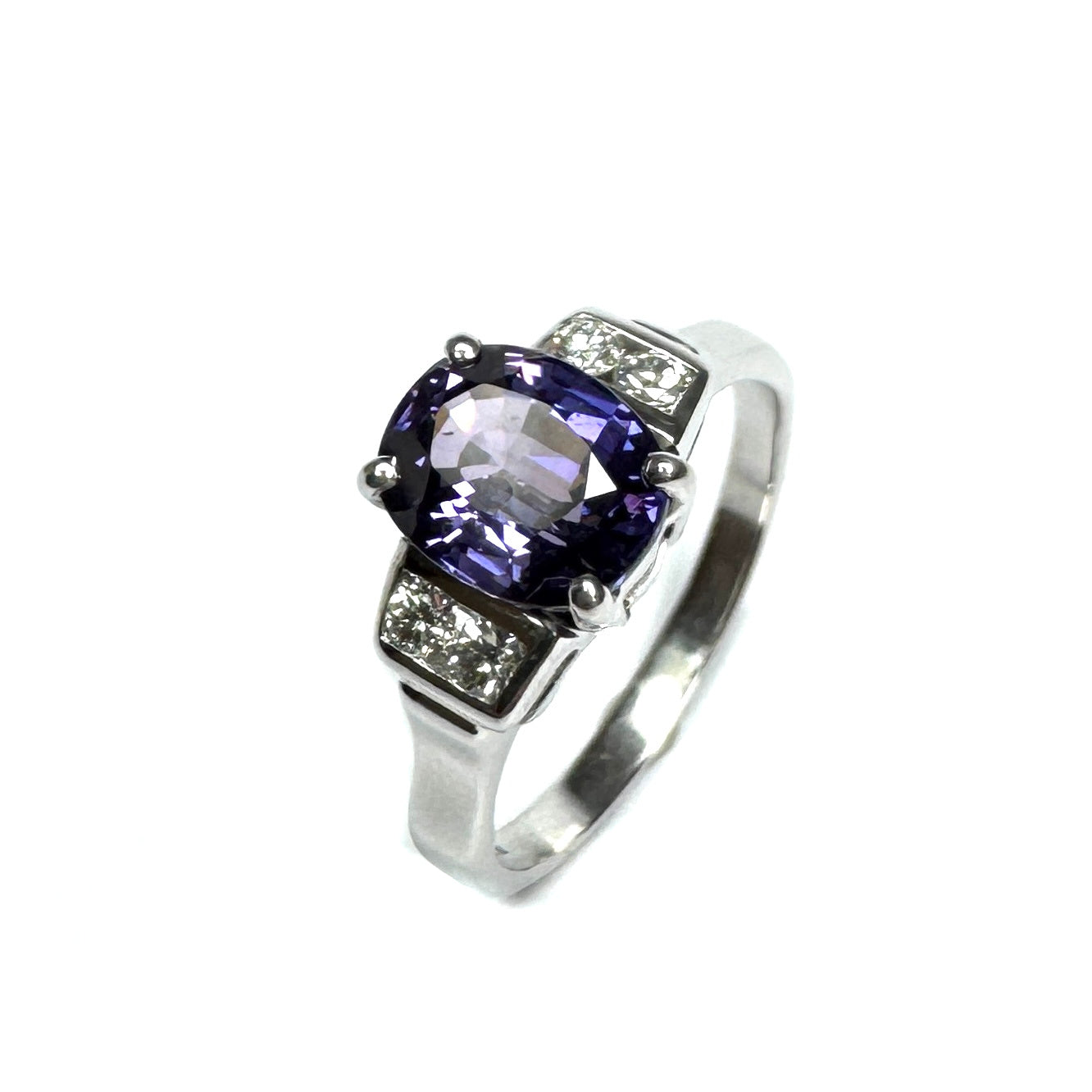 Second Hand 18ct White Gold Purple Sapphire & Diamond Ring