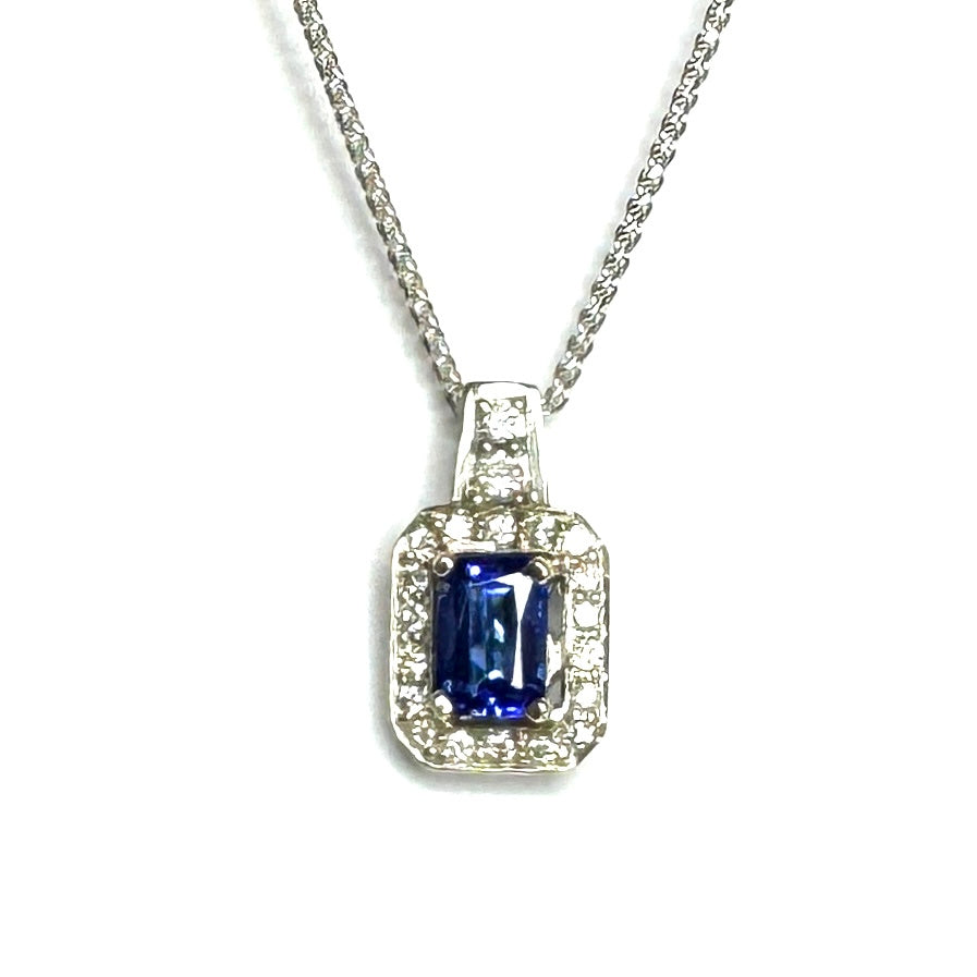 Second Hand 18ct White Gold Tanzainte & Diamond Pendant
