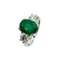 Second Hand 18ct White Gold Emerald & Diamond Ring