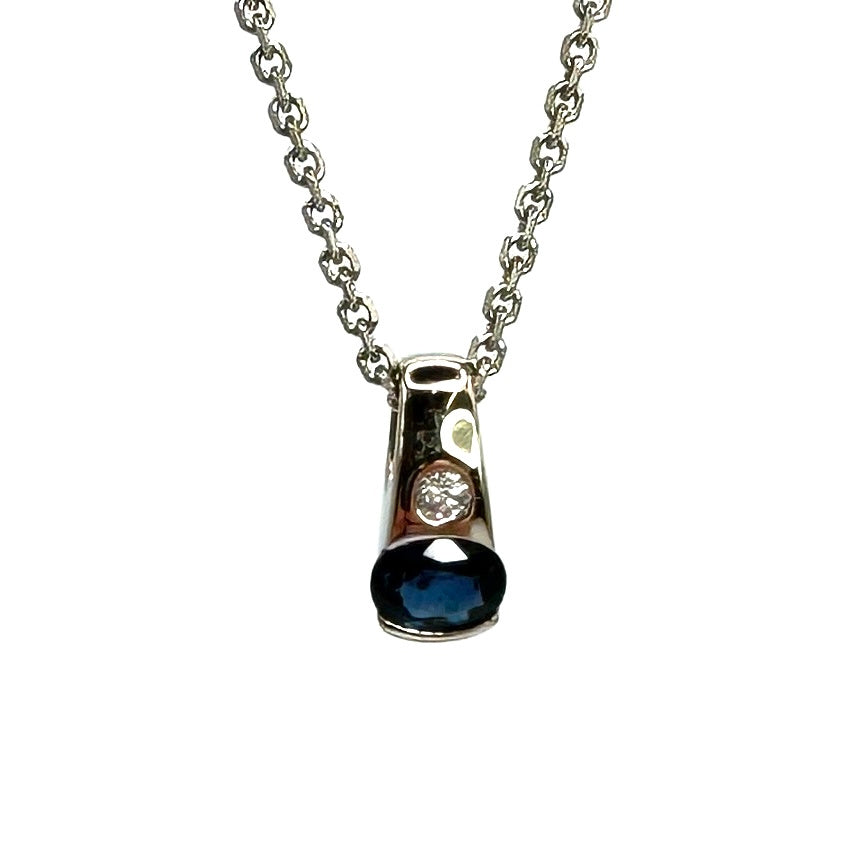 Second Hand 18ct White Gold Sapphire & Diamond Pendant