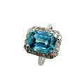 Second Hand 18ct White Gold Blue Zircon & Diamond Ring