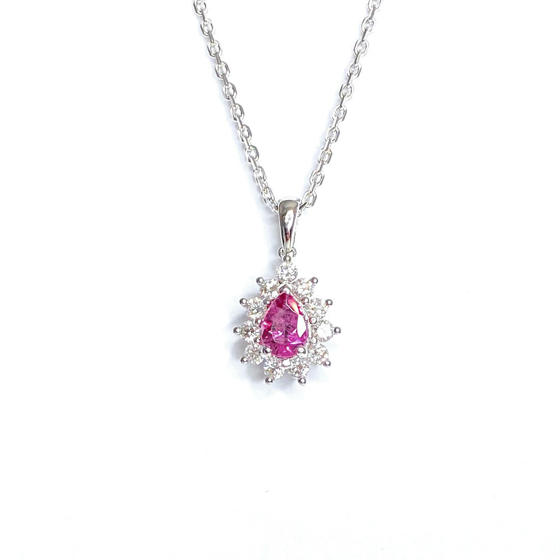 18ct White Gold Tourmaline & Diamond Pendant