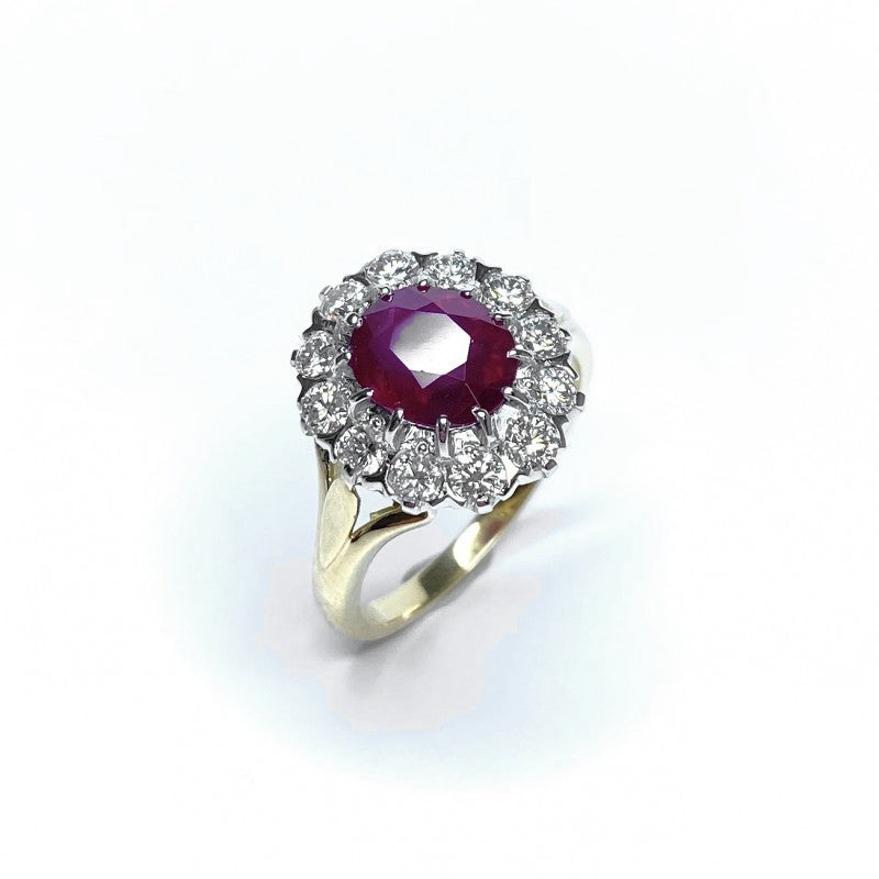 18ct Yellow Gold Ruby & Diamond Ring