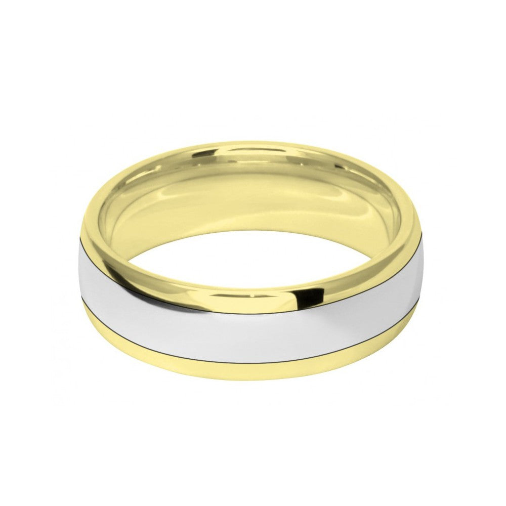 7mm 9ct Two Colour Gold Court Shape Wedding Ring Band