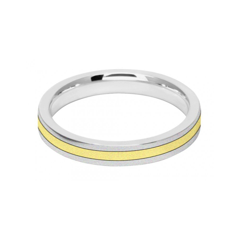 3mm 9ct Two Colour Gold Court Shape Wedding Ring Band