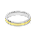 4mm 9ct Two Colour Gold Court Shape Wedding Ring Band