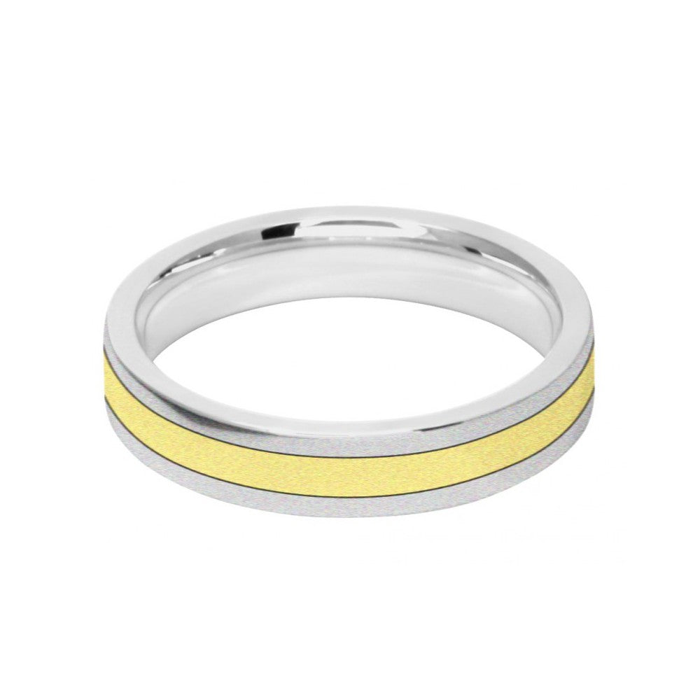 4mm 9ct Two Colour Gold Court Shape Wedding Ring Band