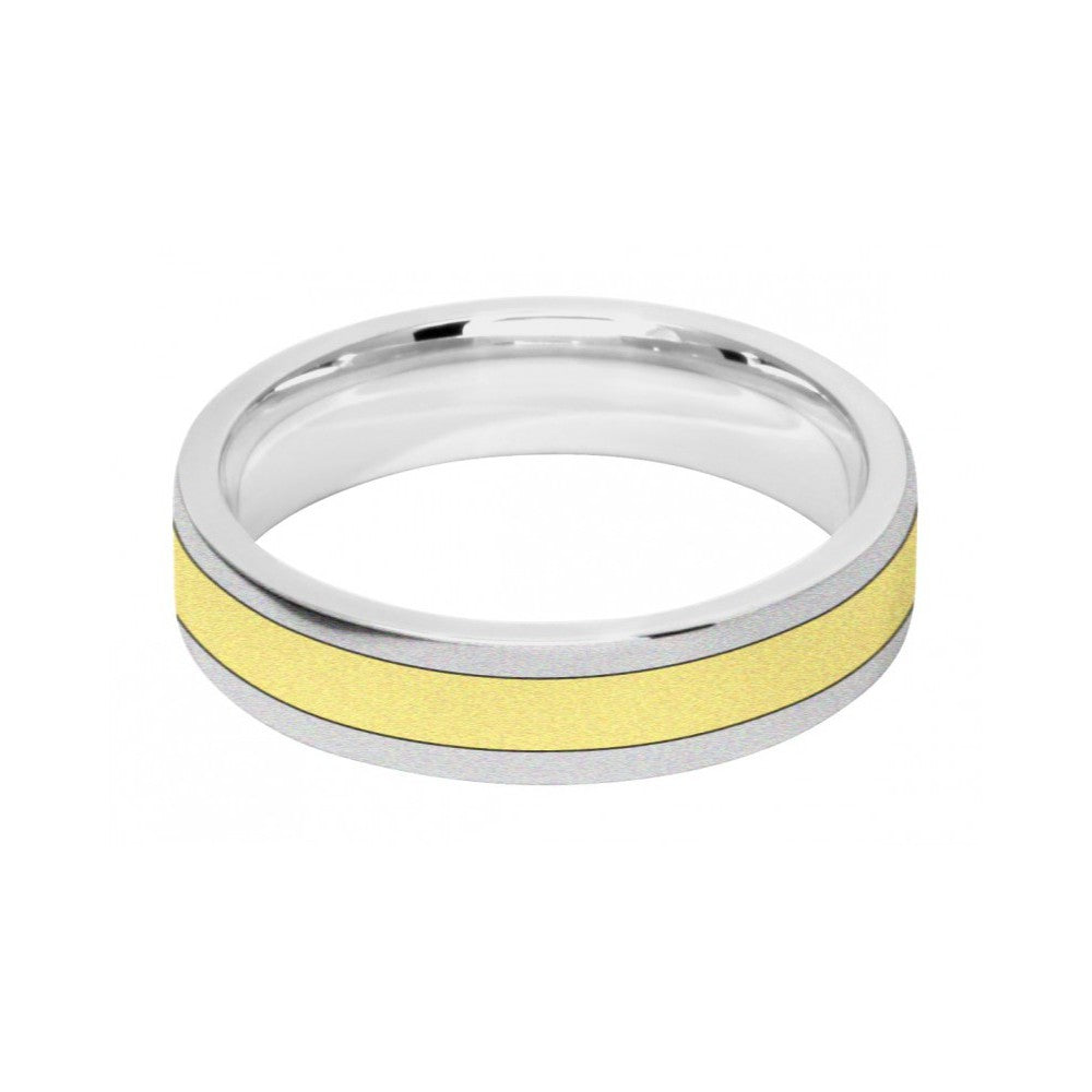 5mm 9ct Two Colour Gold Court Shape Wedding Ring Band