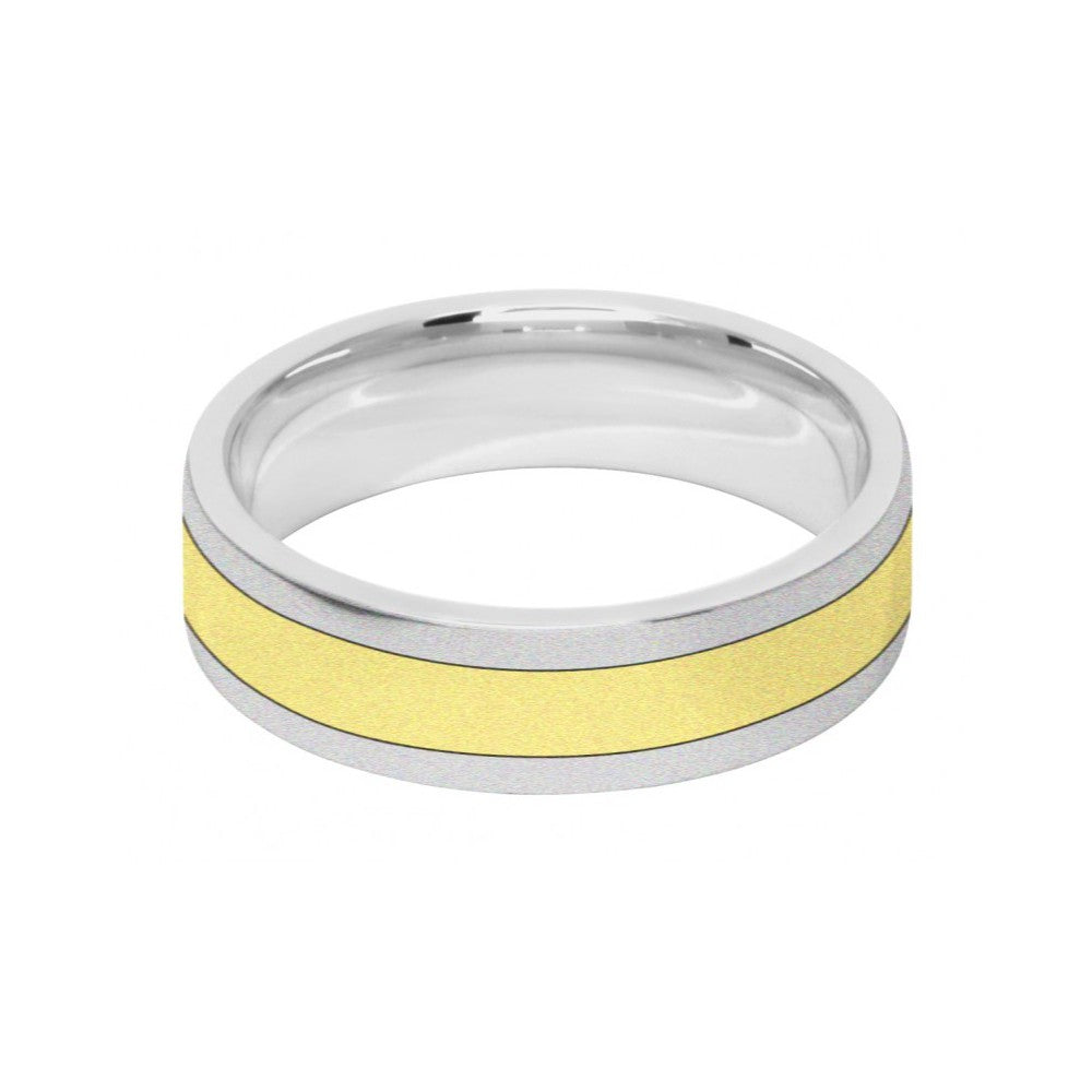6mm 9ct Two Colour Gold Court Shape Wedding Ring Band