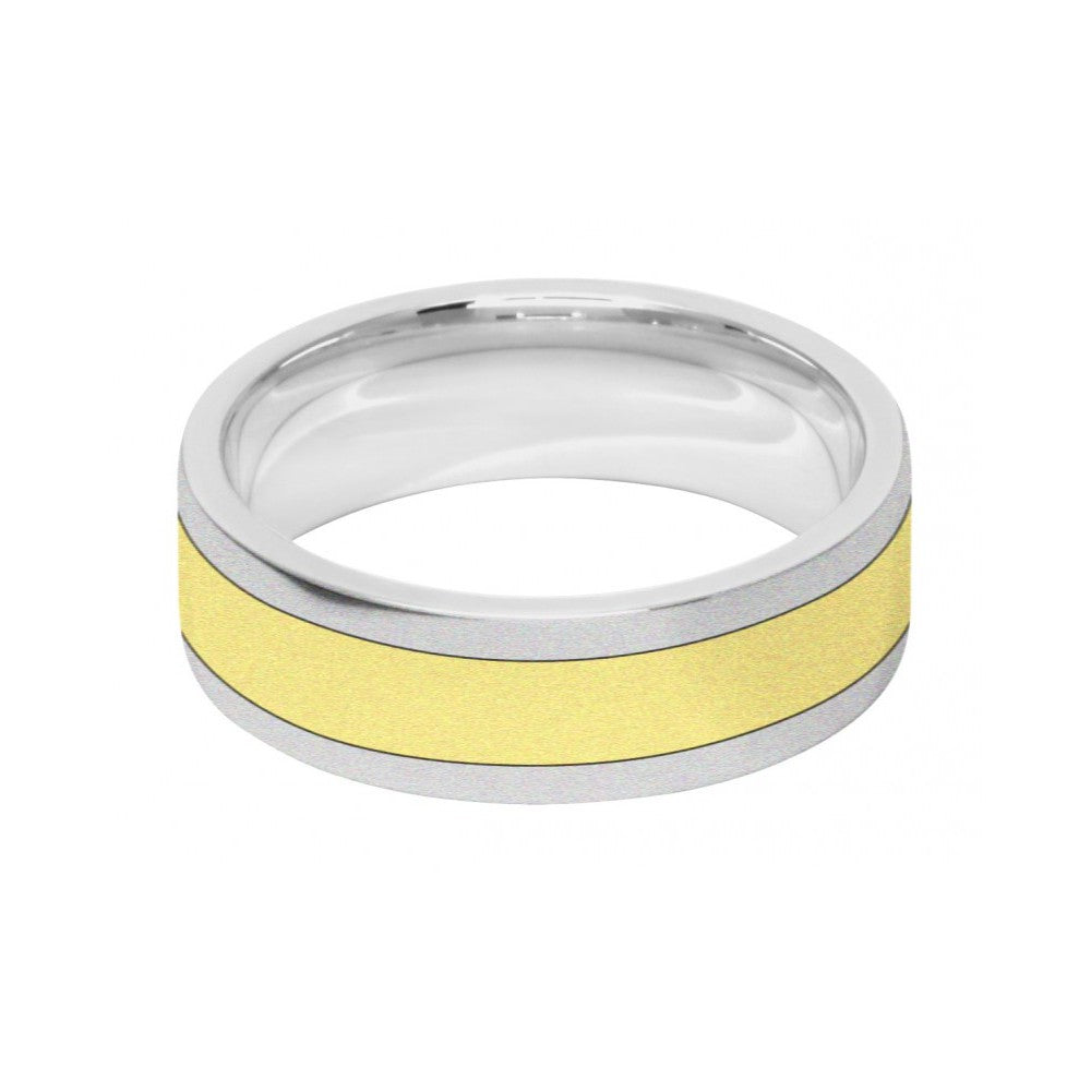 7mm 9ct Two Colour Gold Court Shape Wedding Ring Band