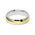 6mm 9ct Two Colour Gold Court Shape Wedding Ring Band