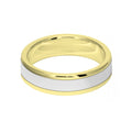 6mm 9ct Two Colour Gold Court Shape Wedding Ring Band