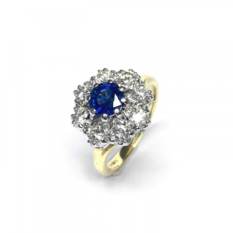 Second Hand Sapphire &amp; Diamond Ring in 18ct Yellow Gold