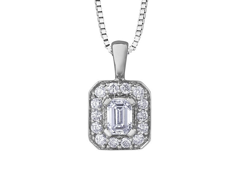 9ct White Gold Diamond Pendant