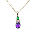 18ct Yellow Gold Amethyst, Tourmaline &amp; Diamond Pendant