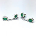 18ct White Gold Emerald & Diamond Drop Earrings