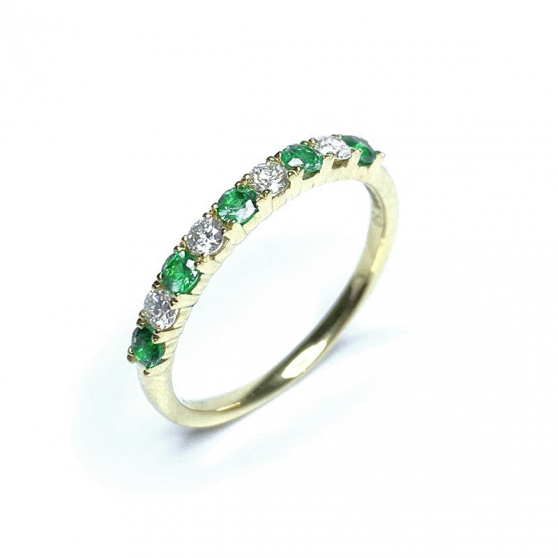 18ct Yellow Gold Emerald & Diamond Ring