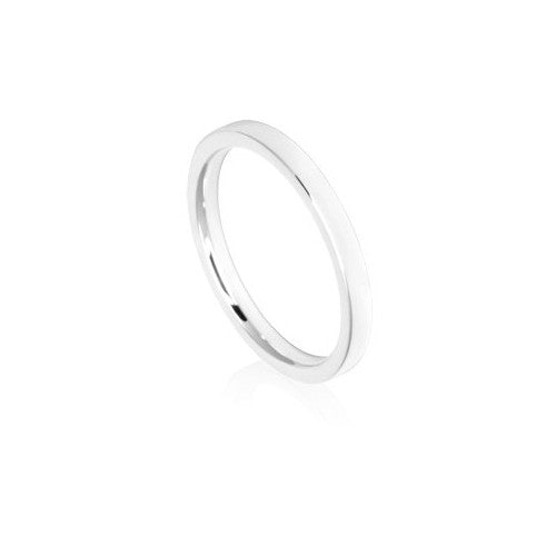 2mm White Gold Flat Court Wedding Ring Band