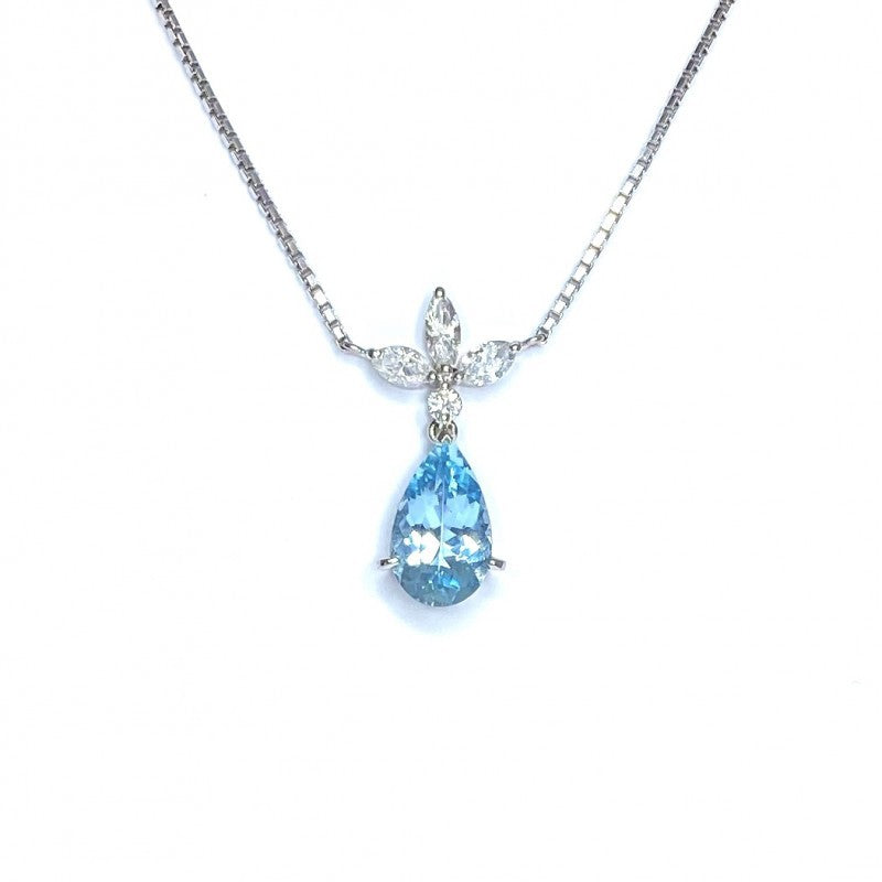 Second Hand Aquamarine &amp; Diamond Pendant in Platinum