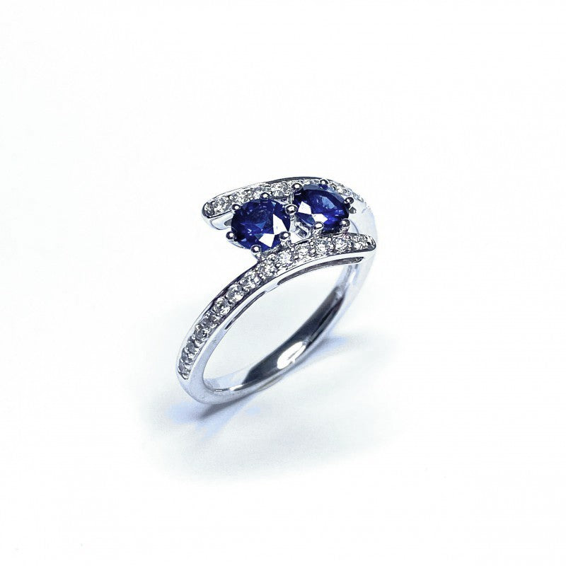 18ct White Gold Sapphire & Diamond Ring