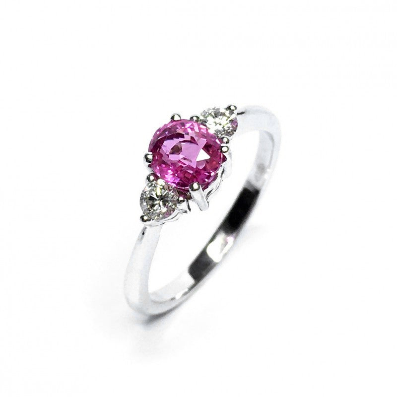 18ct White Gold Pink Sapphire And Diamond Ring