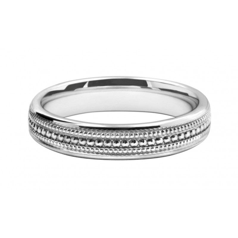 White Gold Cut Pattern Wedding Ring Band